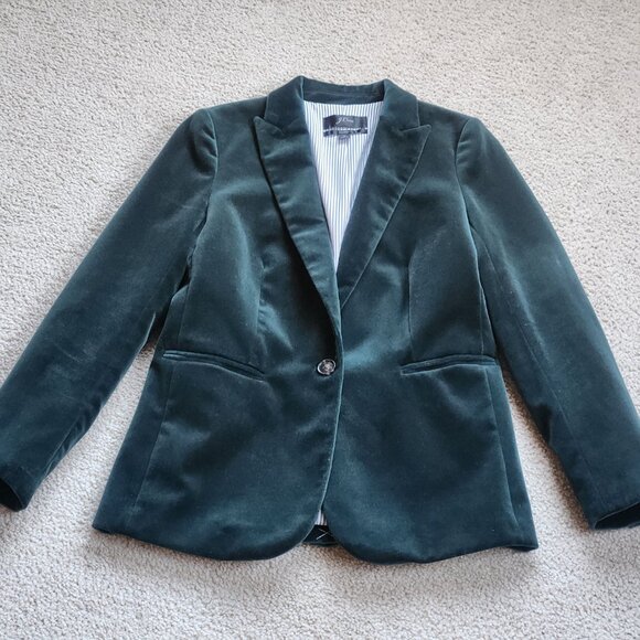 NWOT J.Crew Parke Velvet Blazer in Old Forest Green Size 0 - Picture 2 of 14